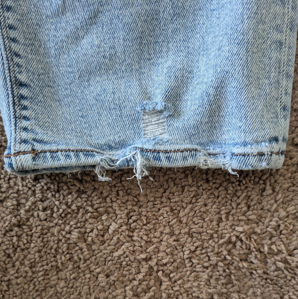 American Eagle Light Wash Stretch Distressed Mom Jeans sz 20 - Picture 5 of 10